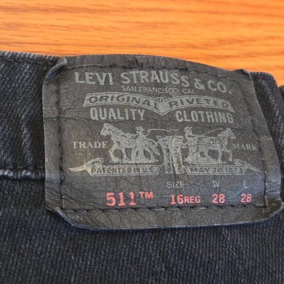 Levis 511 Boys Jeans Sz 16 Reg Black Night Skinny Fit Back to School 28x28 - Picture 14 of 15